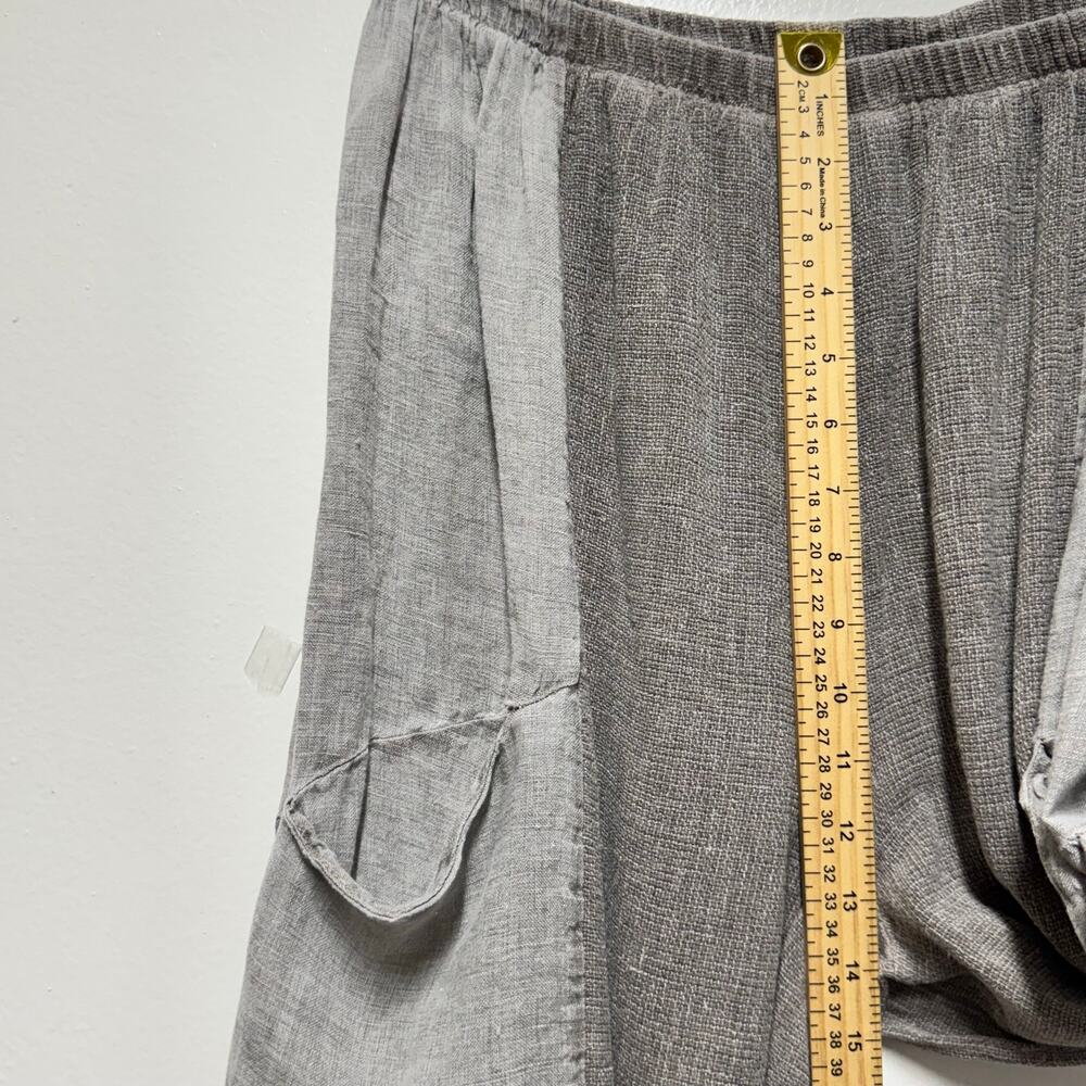 Meo Meli Italy Linen Cotton Lagenlook Balloon Pants Sz M/L Gray Elastic Waist - Picture 10 of 14